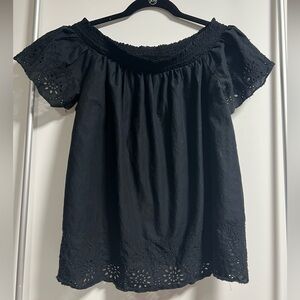Old Navy Black Off Shoulder Eyelet Blouse